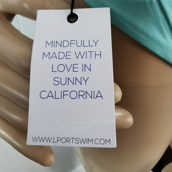 NWT L'PORT Reversible Bikini Set Size Large Tropical Teal & White Confetti Print - Picture 3 of 7